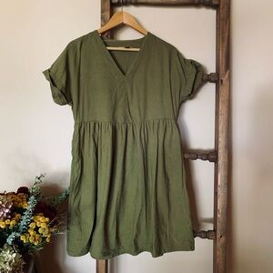 Olive green linen blend dress universal thread size xs